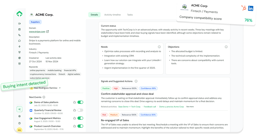 Sales intelligence: buying signals and pipeline