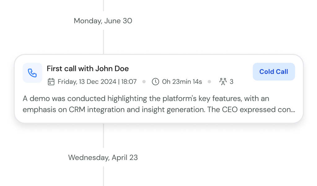 Immediate sales history